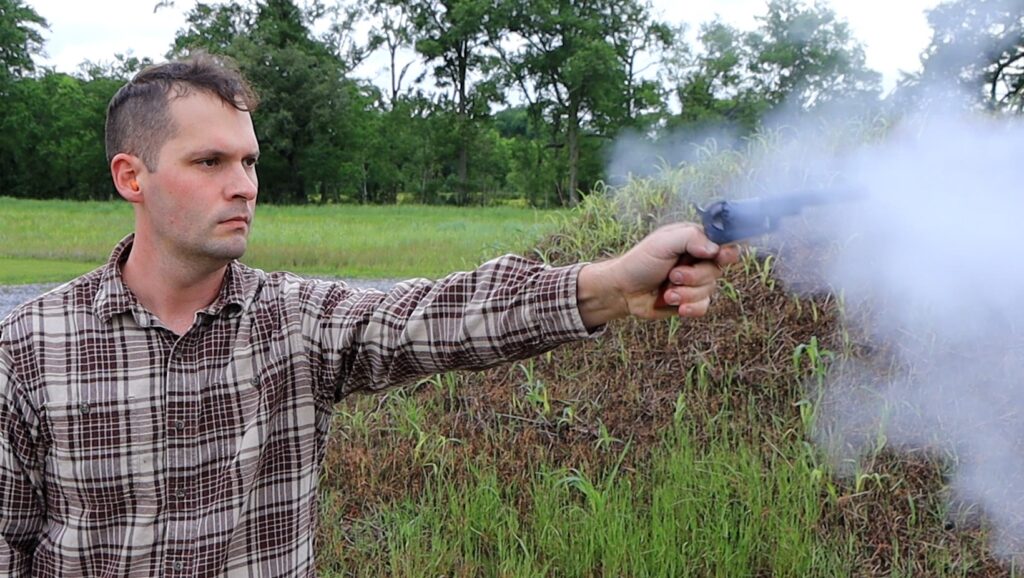 1849 colt revolver firing