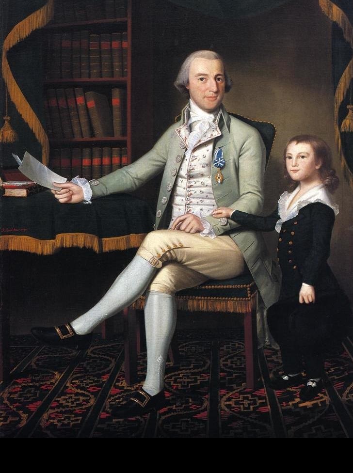 Colonel Benjamin Tallmadge with his son William, 1790. Portrait by Ralph Earl. Oil on canvas. (Public domain)