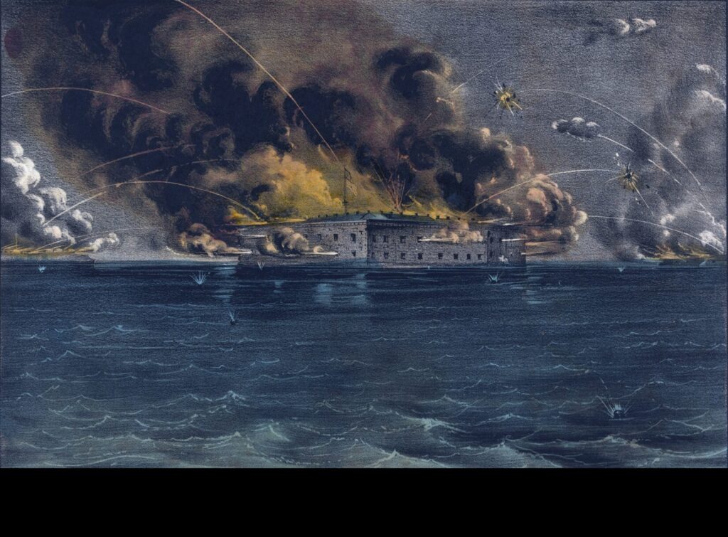The Bombardment of Fort Sumter, as depicted by Currier and Ives in 1861. (Library of Congress)