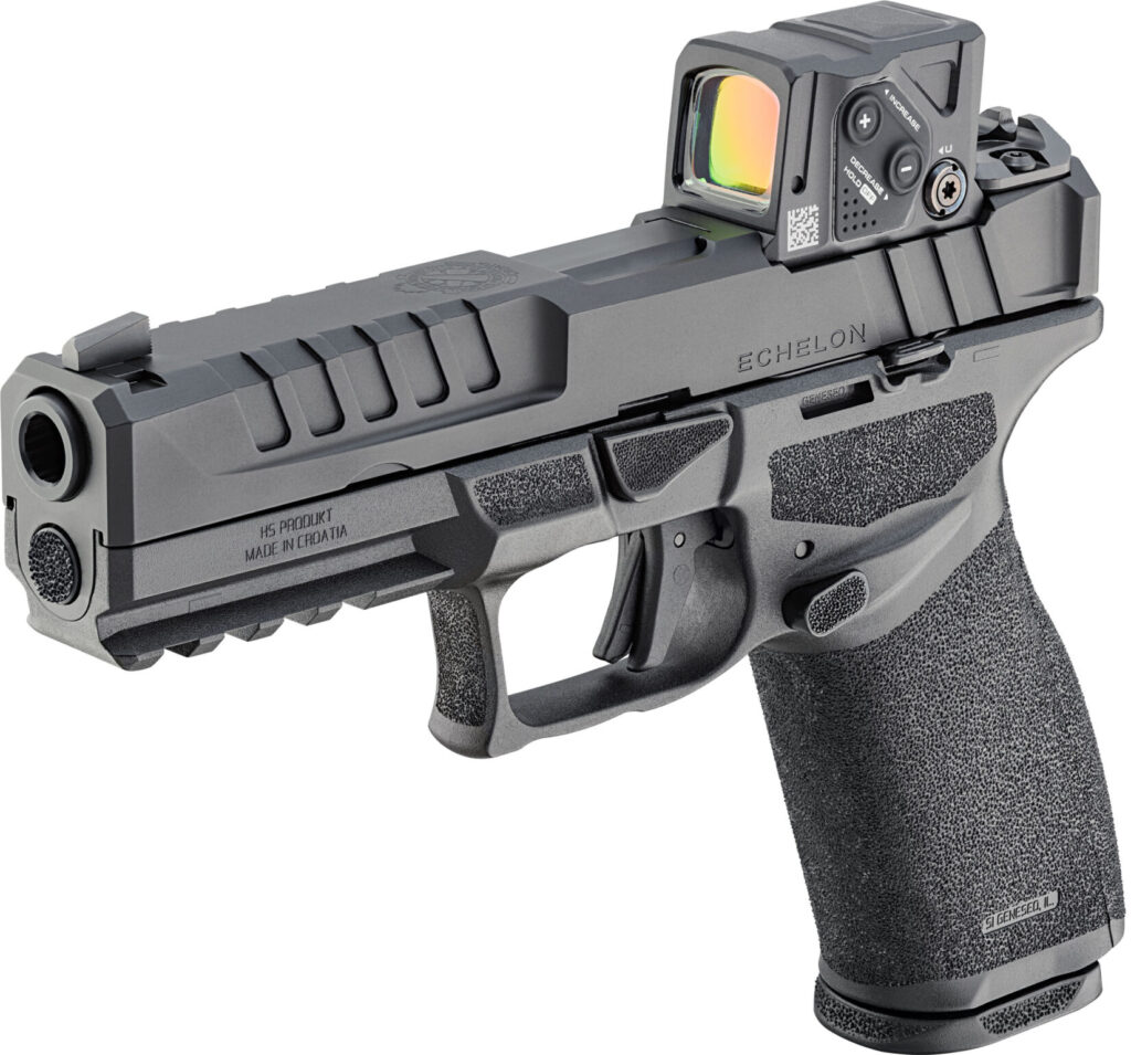 Springfield Echelon with Aimipoint COA on a white background.