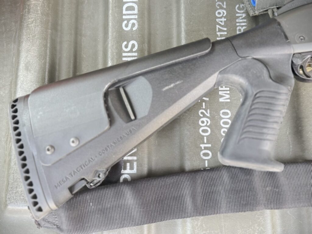 side view of a Mesa Tactical Urbino stock for a Remington 870