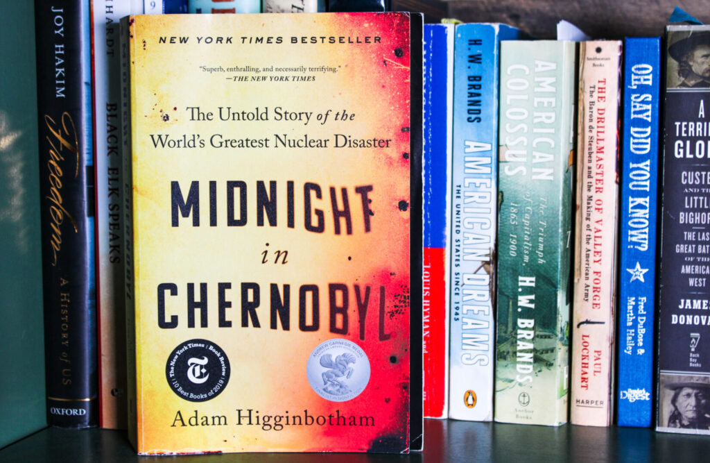 Books on a shelf.