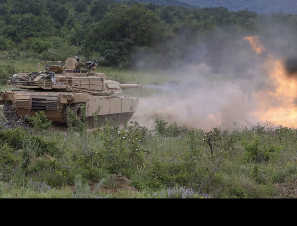 A U.S. Army M1A2 Abrams tank fires upon its target during a live-fire exercise in support of Saber Guardian at Novo Selo Training Range, Bulgaria, on May 30, 2021. (U.S. Army photo by Spc. Christian Cote)