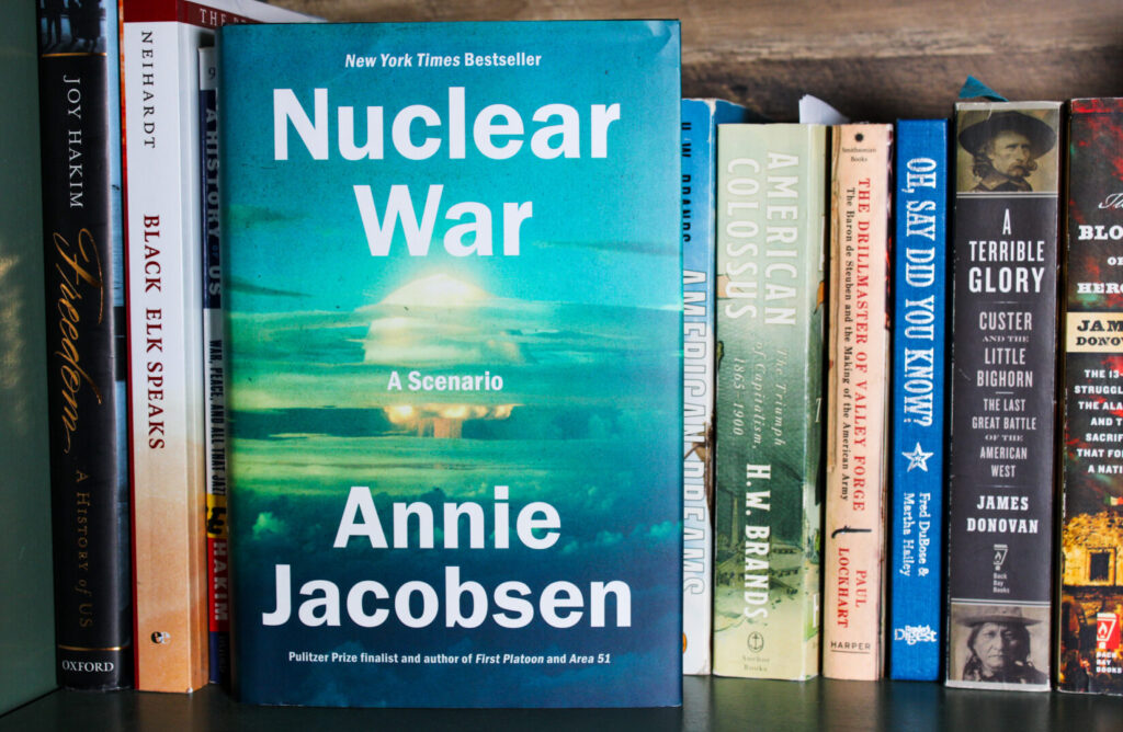 Books on a shelf.