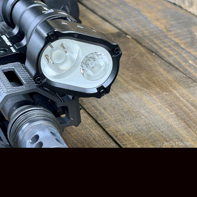 A view of the end of the IR PRO light, showing both the IR and white light in the same head.