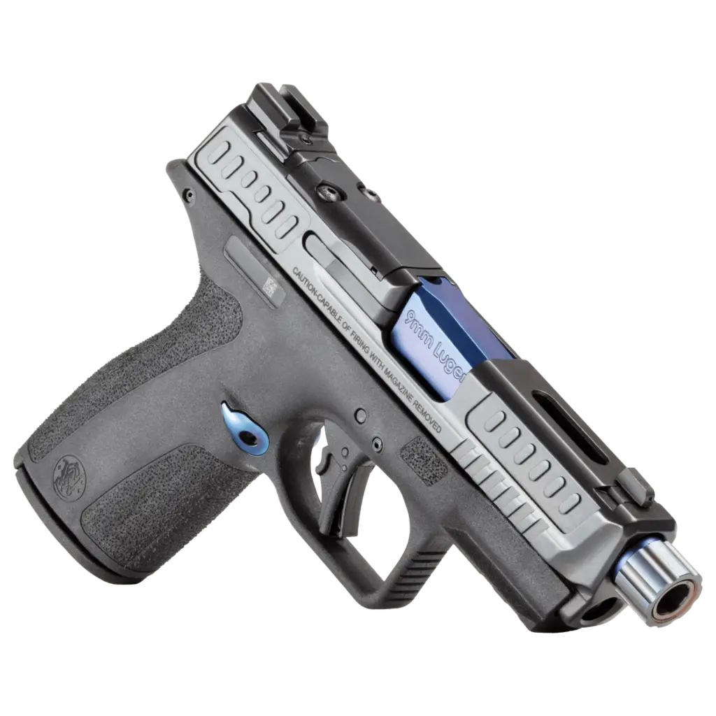 black pistol on a white background.