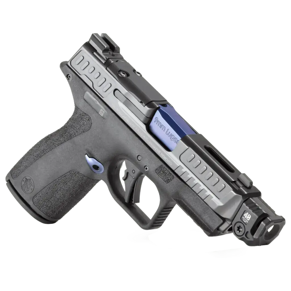 black pistol on a white background.