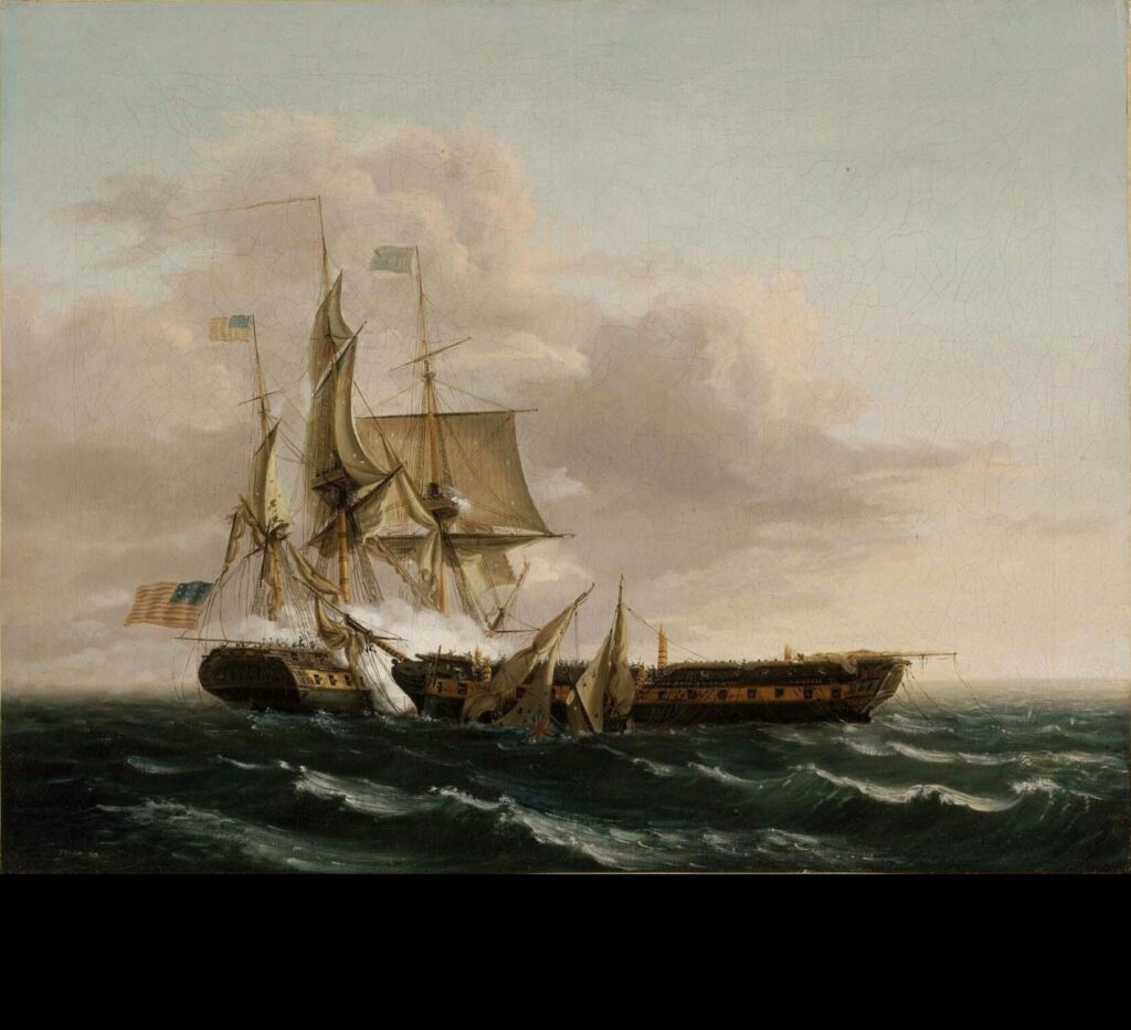 Engagement Between the Constitution and the Guerrière, by Thomas Birch, 1813.