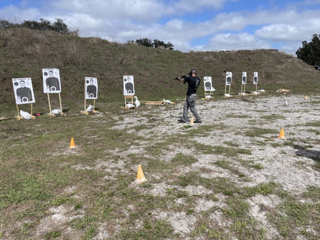 Pictured is a law enforcement officer conducting the War HOGG "L" CQB in preparation for CQB training with War HOGG Tactical