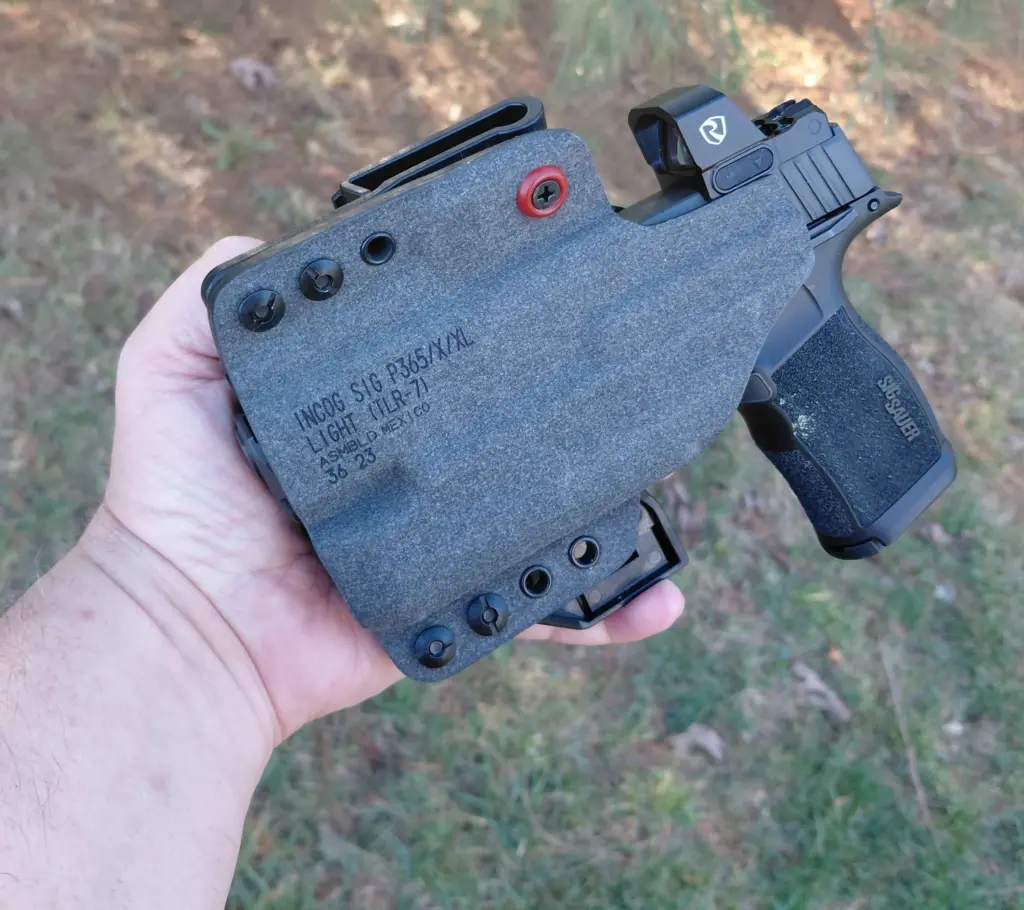 Sig Sauer P365XL pistol in a Safariland IncogX holster