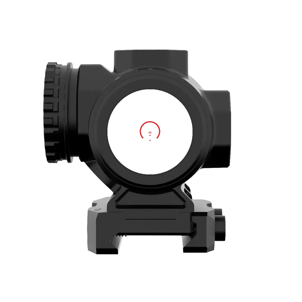 Swampfox Raider 1X Prism optic, with reticle flashing on and off.