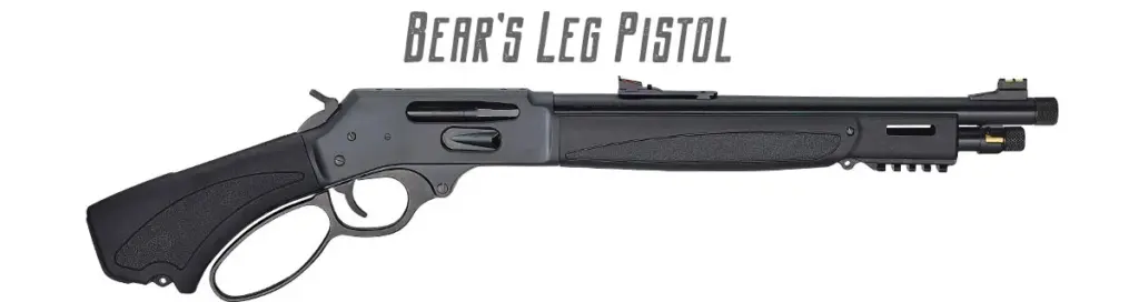 Black lever action pistol on a white background