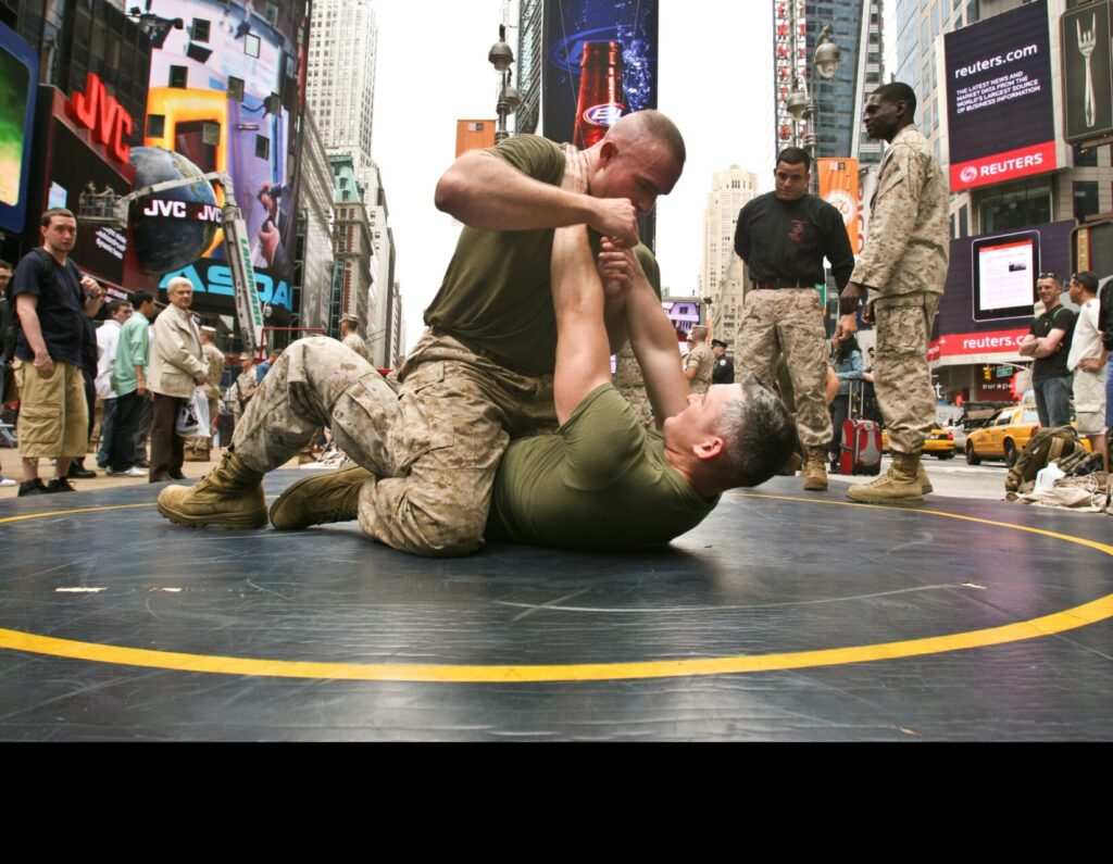 Marines demonstrate MCMAP in Times Square for Fleet Week 2010.