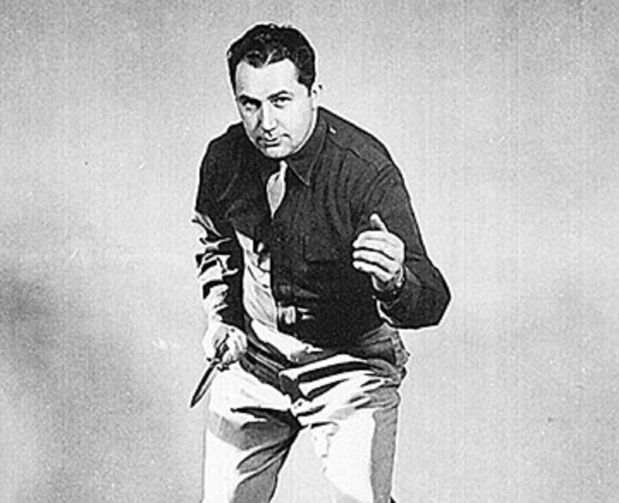 Lt. Col. Rex Applegate demonstrating his knife-fighting technique.