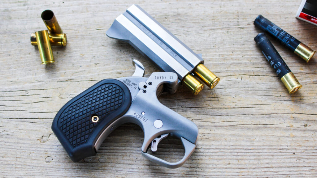 Derringer on a wooden table.