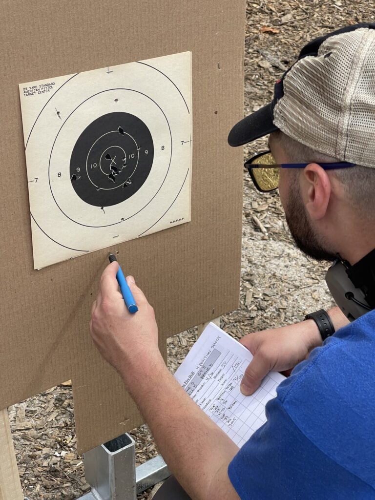 a shooter of a War HOGG Tactical carbine course scores his 4 position shoot using The Firearms Training Notebook