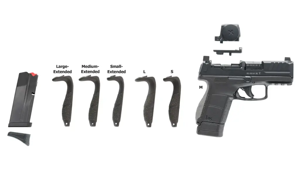 Black pistol on a white background.