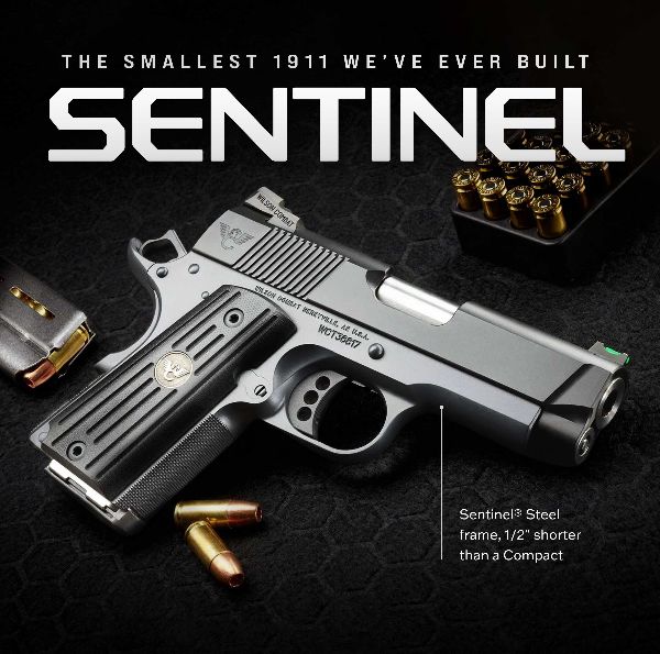 1911 pistol on a black background.