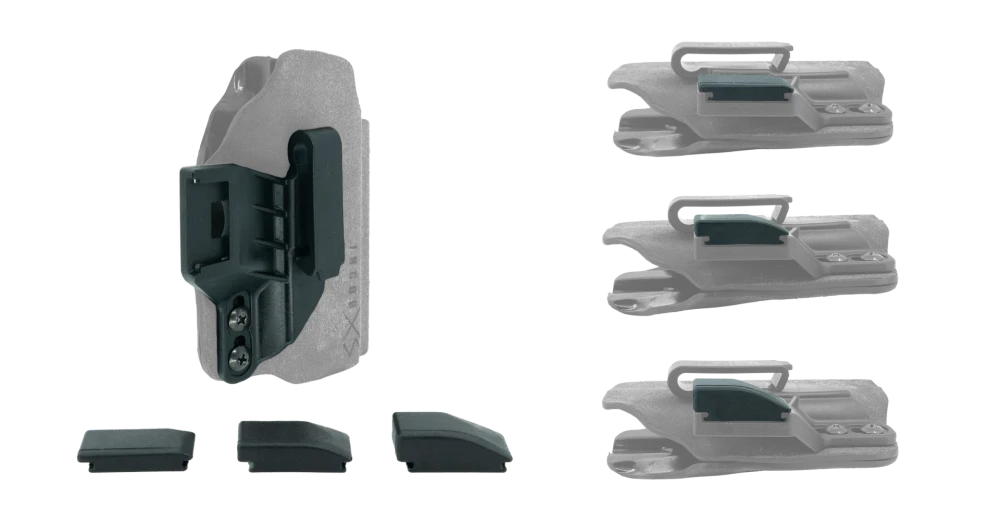 Black and grey holster on a white background.