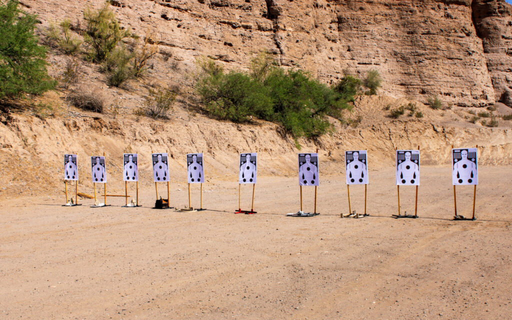 Targets in a desert landscape.
