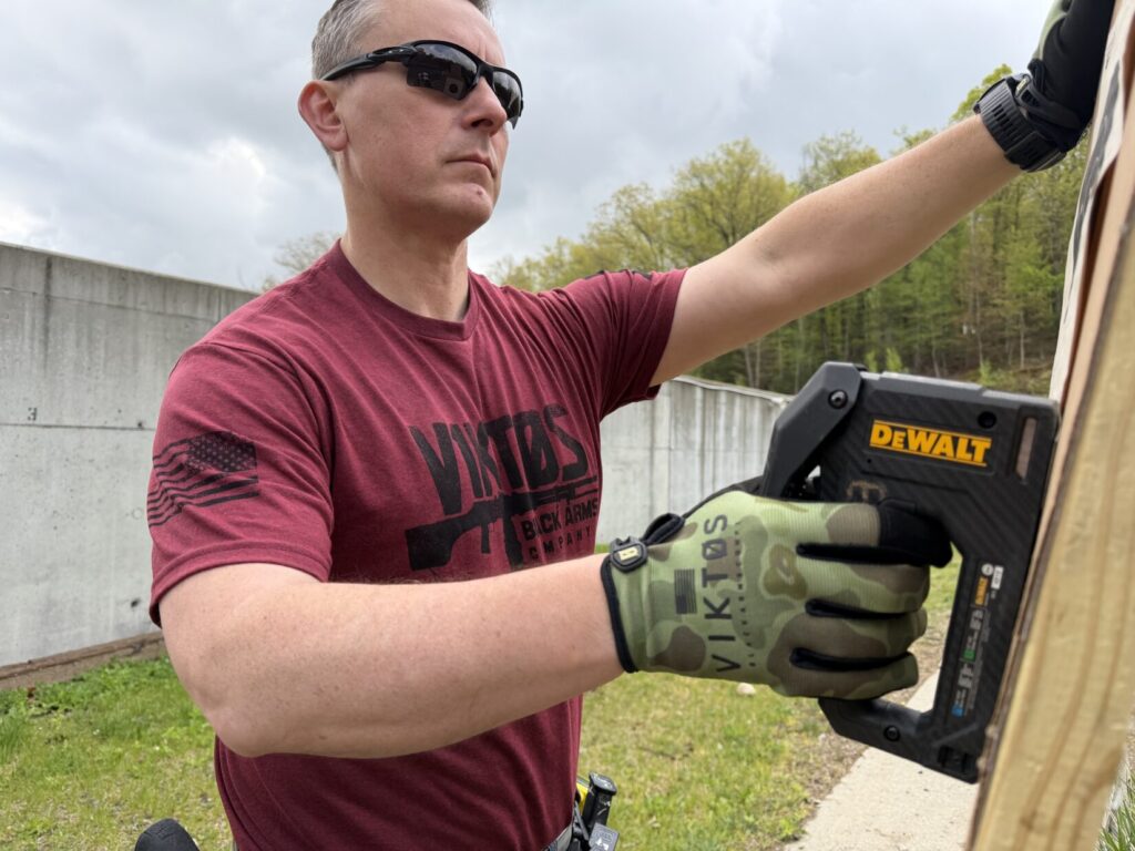 man using the Operatus XP gloves for range work