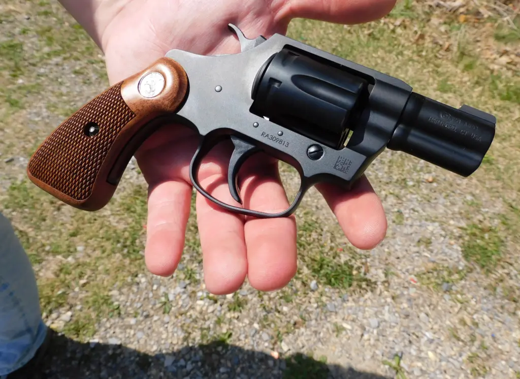 A Colt Night Cobra Special revolver on a man's hand