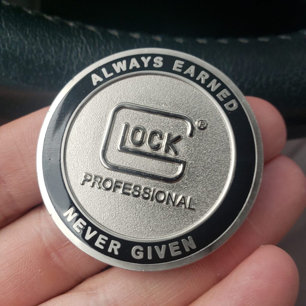 A challenge coin from Glock