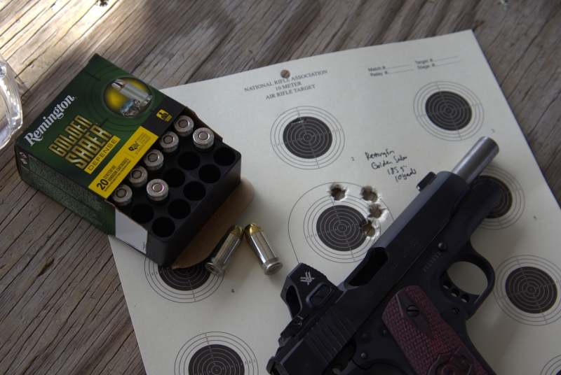 accuracy test with a paper target and ammunition with the colt lightweight commander