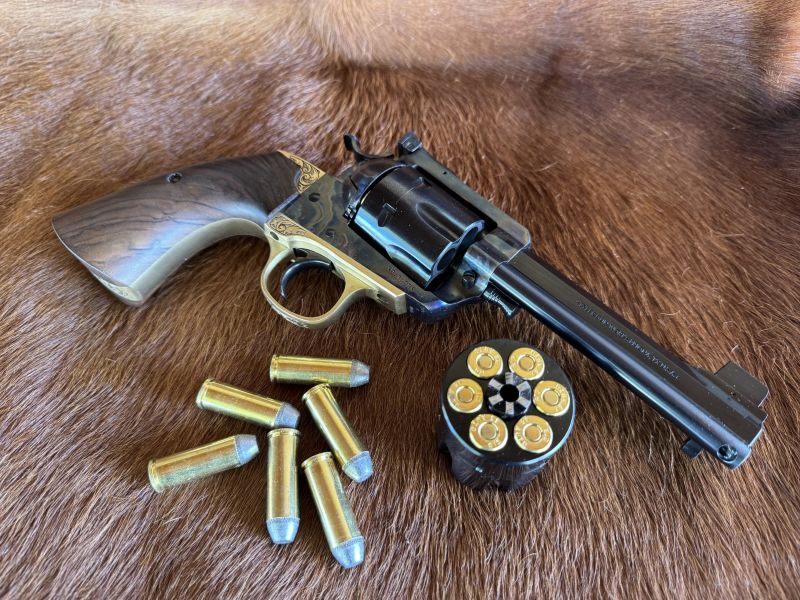 The "Brasshawk" is a two-for-one-gun and is chambered in 45 Colt and 45 ACP.
