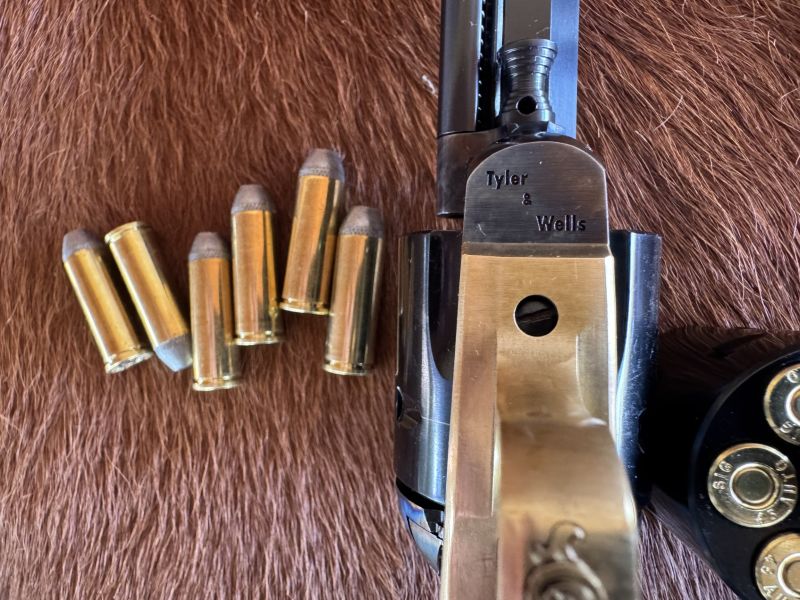 The "Brasshawks" are marked "Tyler & Wells" to commemorate the partnerships of these custom revolvers.