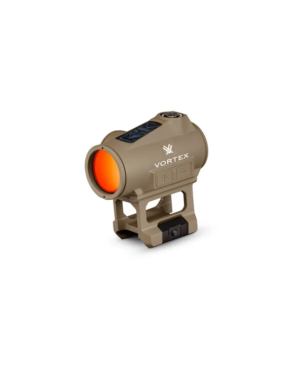 Tan optic on a white background.
