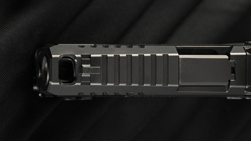 close up of a port on a black background.