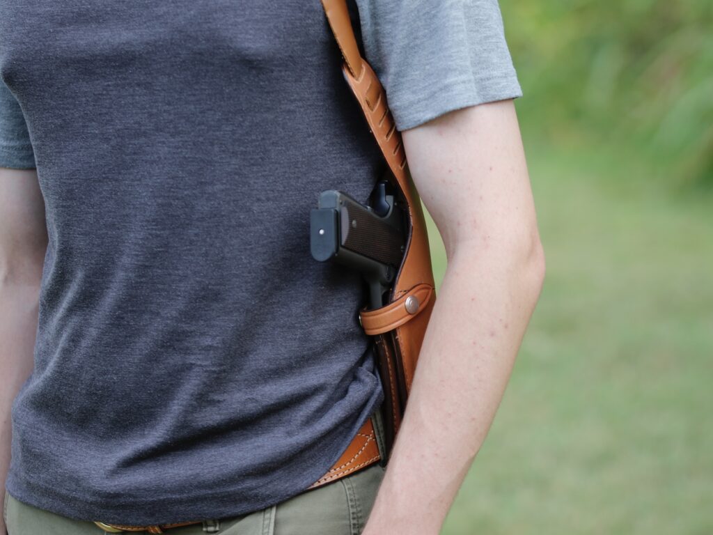 Shoulder holsters, like this Bianchi, feel retro. They're overdue for a reevaluation. But many are neither light nor optic compatible.