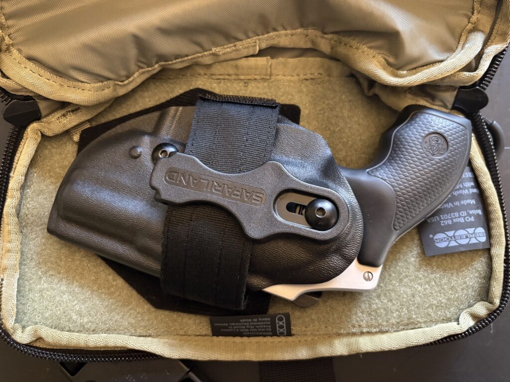 Off body options, like this Eberlestock man bag and Vertx holster loop, are great for times when you aren't dressed to carry IWB.