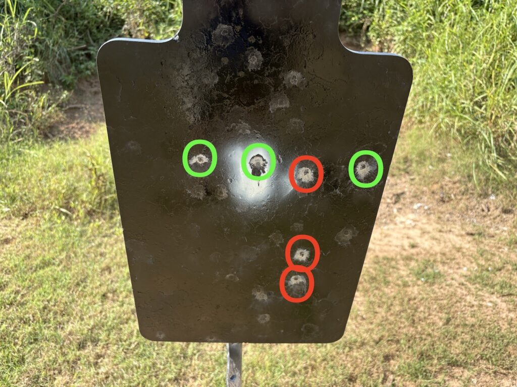 shots on a target from the g43x and a g19