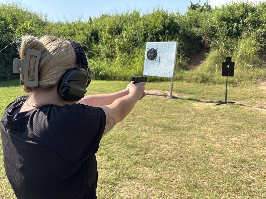 Eva shooting the G43X.