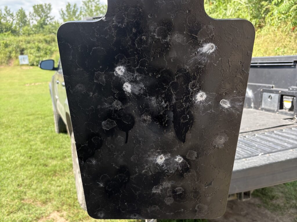 My hits from the running drill shooting 10 rounds, total, with the G43X.