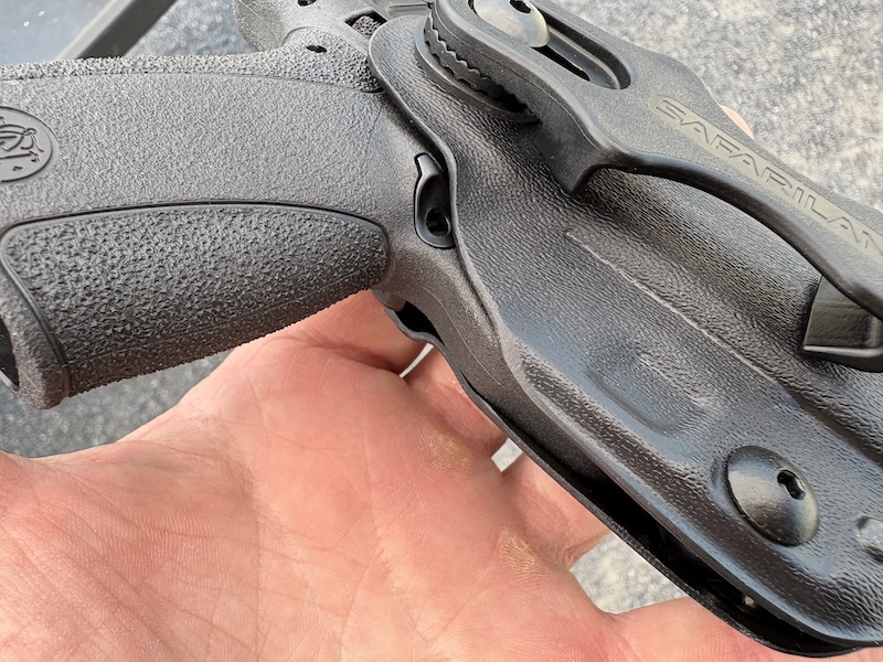 the trigger guard of the species holster