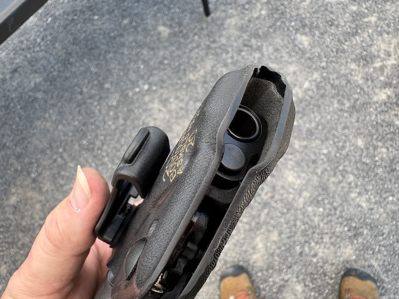 the muzzle end of the new species holster