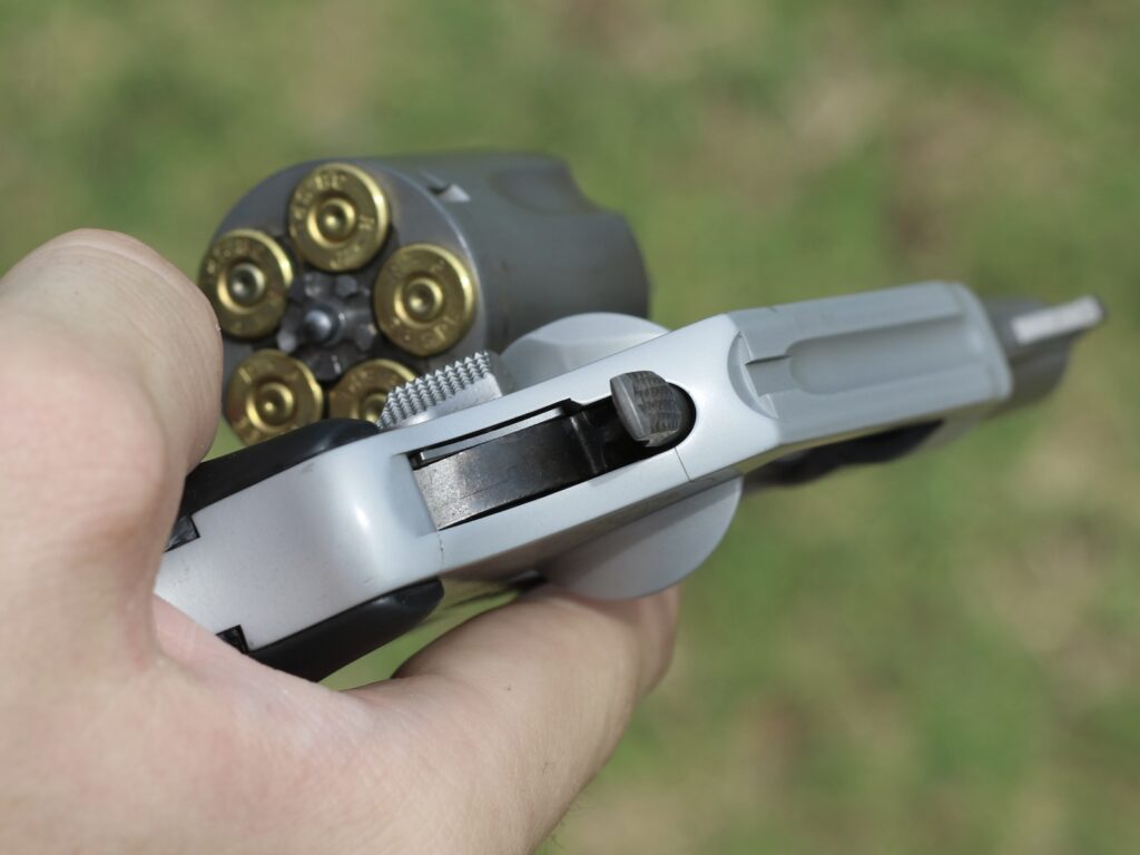 a revolver cylinder with 5 rounds