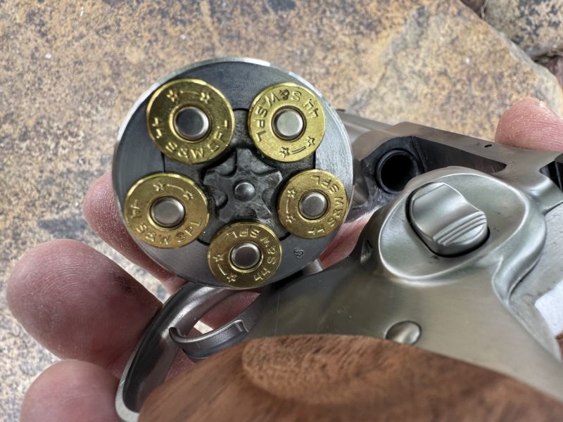 The GP100 holds five rounds of 44 Special versatility.