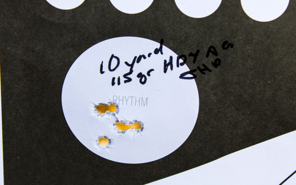 10-yard accuracy testing results for the Kimber 2K11