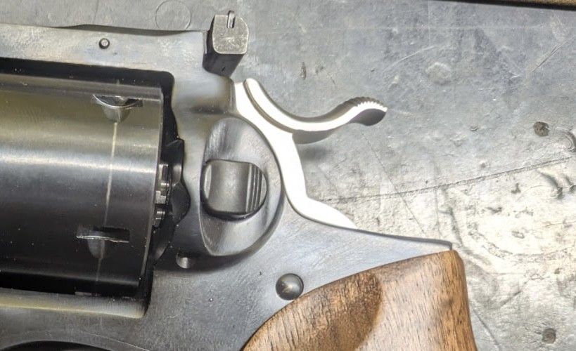 The mundane factory hammer can be replaced with this custom hammer from RW Grip Frames, adding a classy look to the GP100.