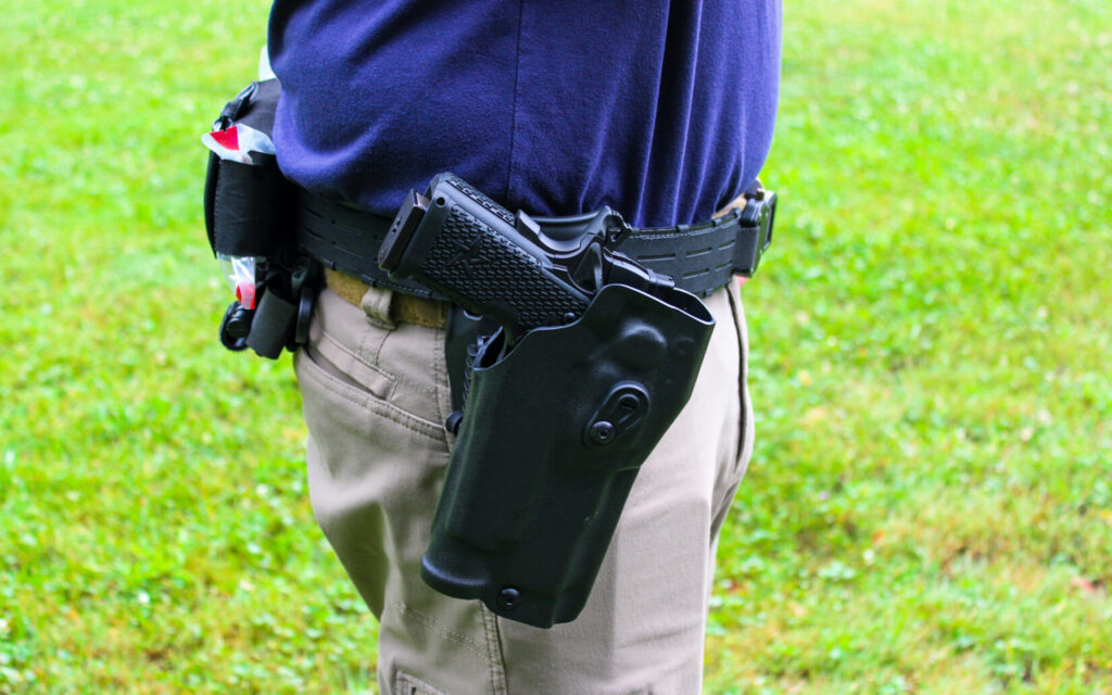 Staccato C2 with a red dot optic in a Safariland 6354RDSO ALS holster with QLS19 fork