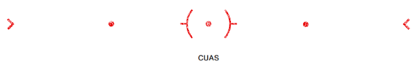 eotech CUAS reticle: Red dots on a white background.