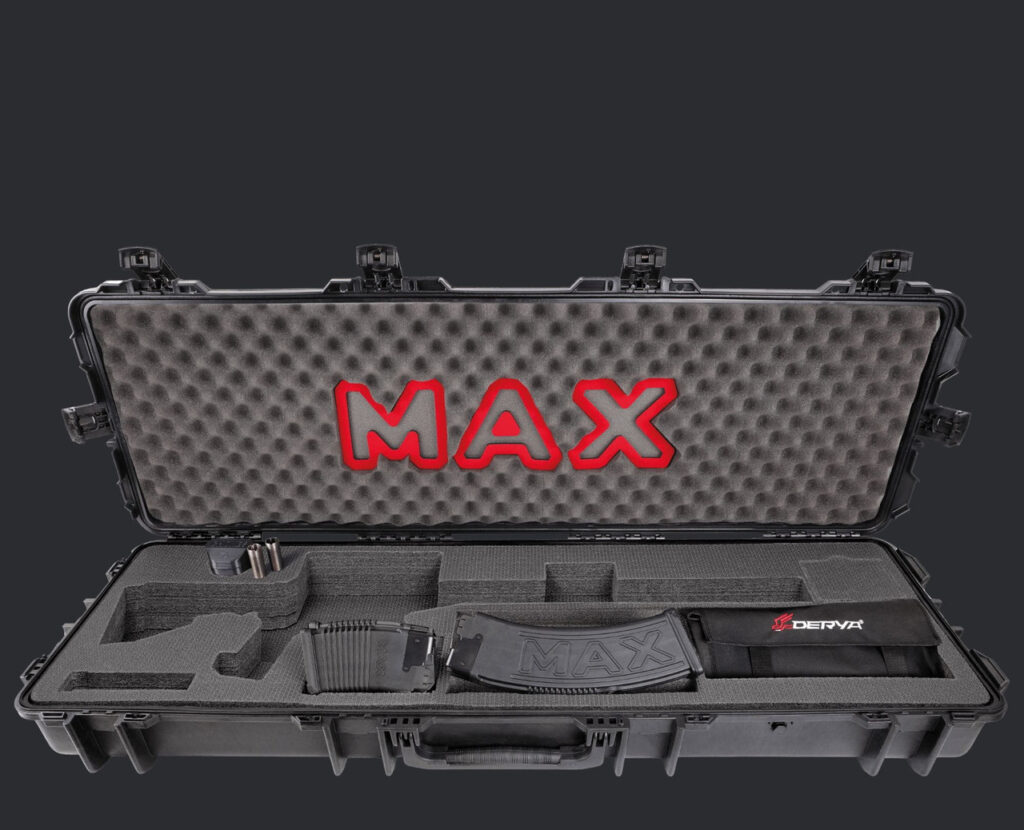 Black case on a black background.