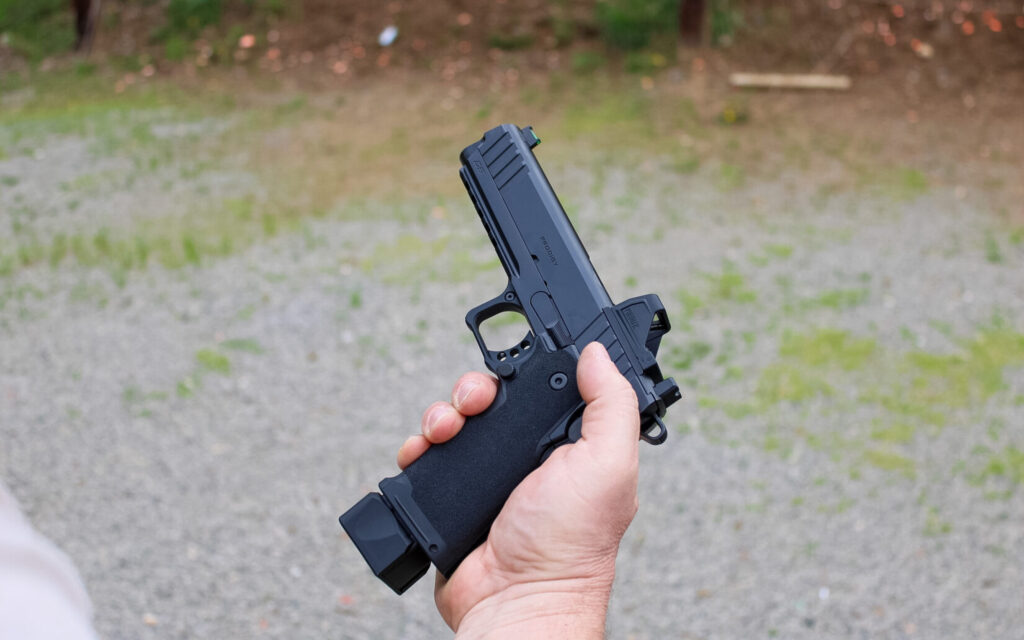 holding the Springfield Prodigy Gear Pac, highlighting its overall value