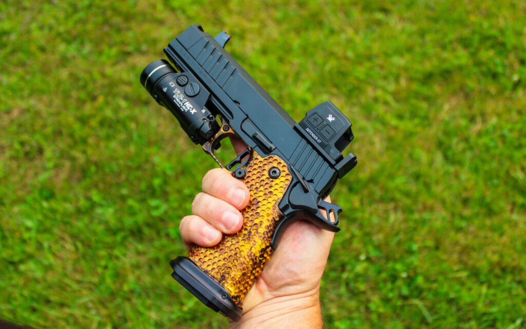 The MasterPiece Arms DS9-TC Hybrid outdoors, showing its overall profile