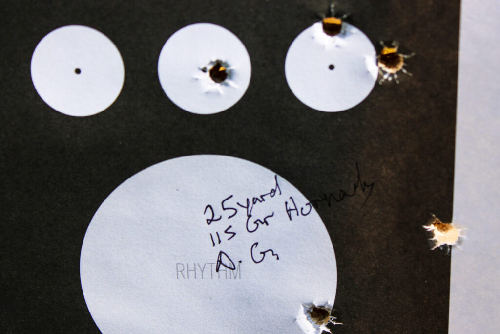 25-yard accuracy testing results for the Sig P211 GTO Combat