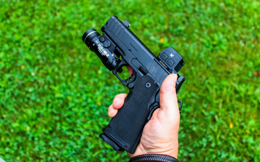 The Springfield Prodigy Comp held to show its profile and distinctive slide styling